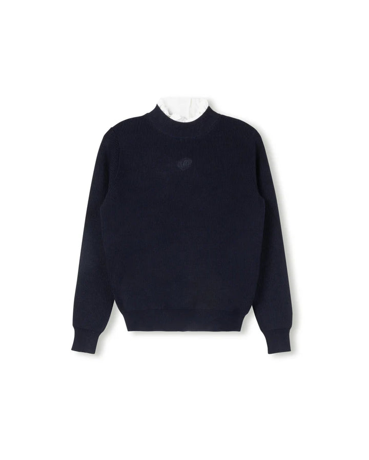top l/s ribbed knit turtle neck - navy