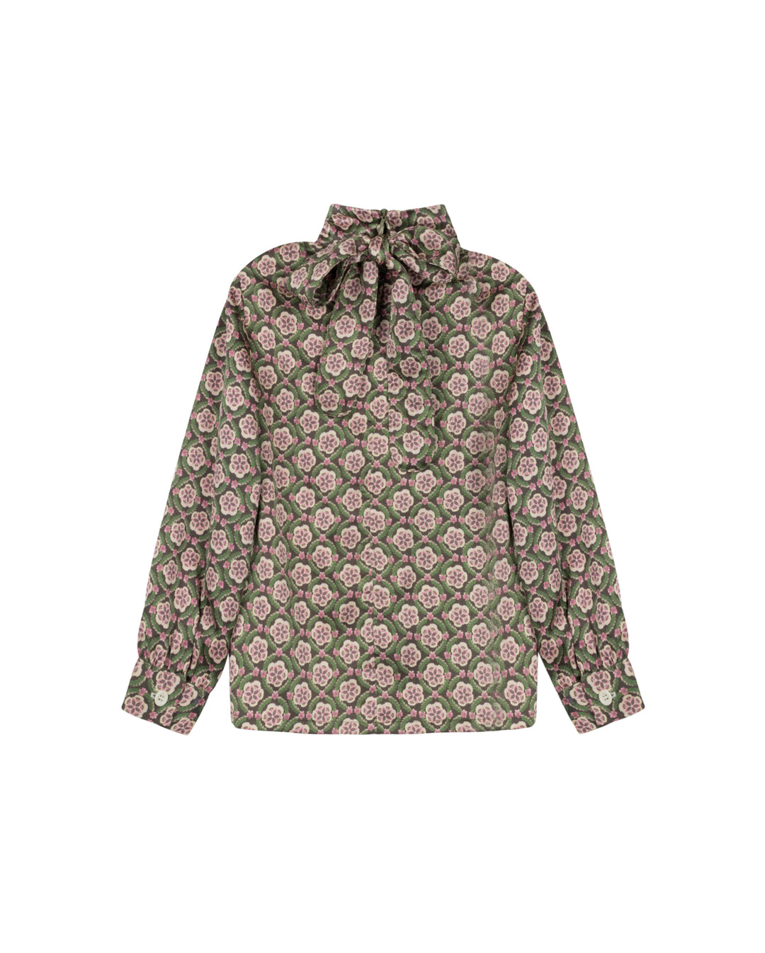 set outfit satin printed blouse and skirt - floral