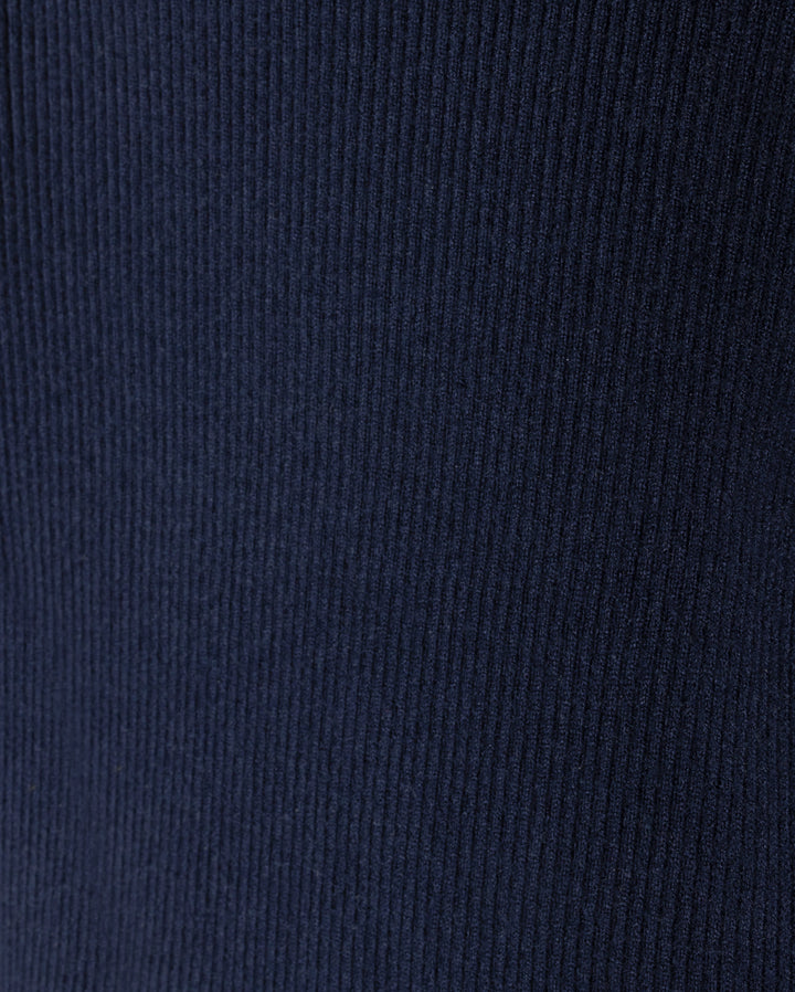 top l/s ribbed ruffle neck - navy