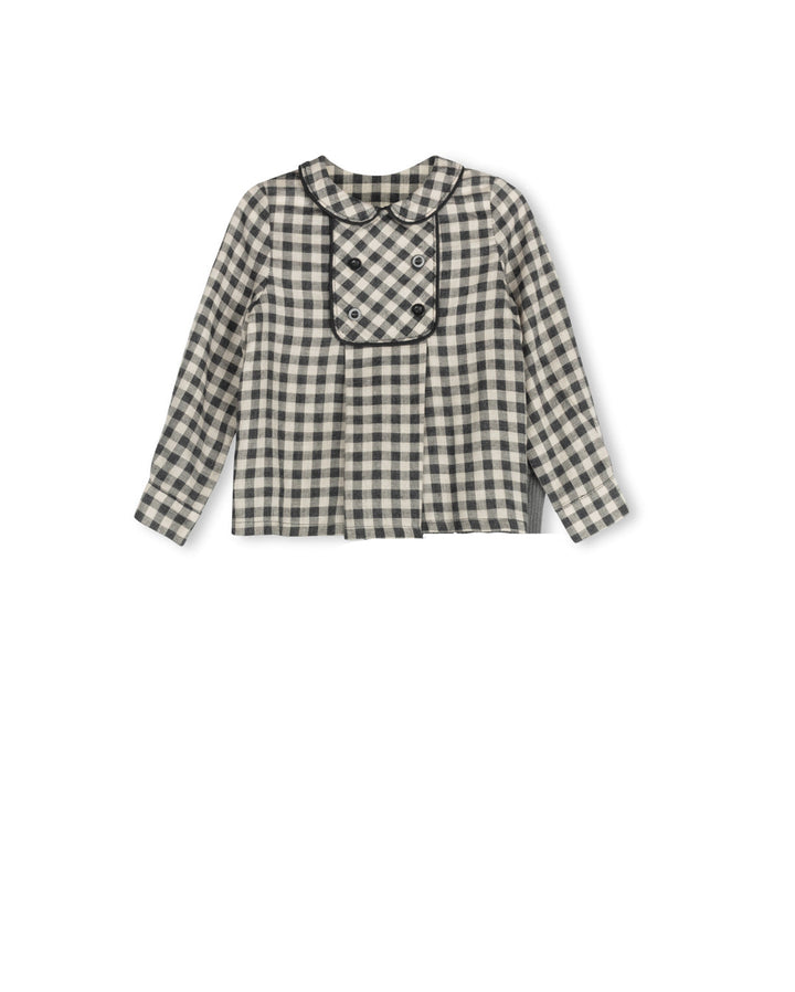 set outfit checkered double breasted shirt and leggings - plaid/black