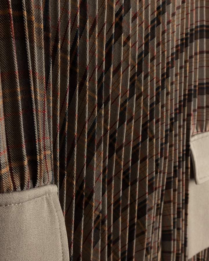 skirt pleated plaid with buckle pockets - plaid