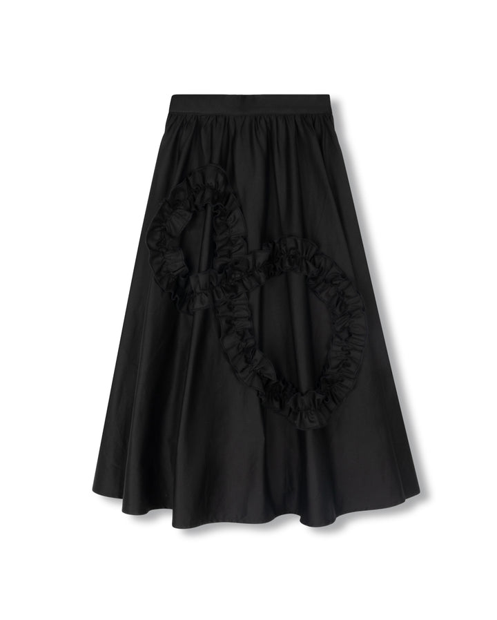 skirt midi poplin frill - black