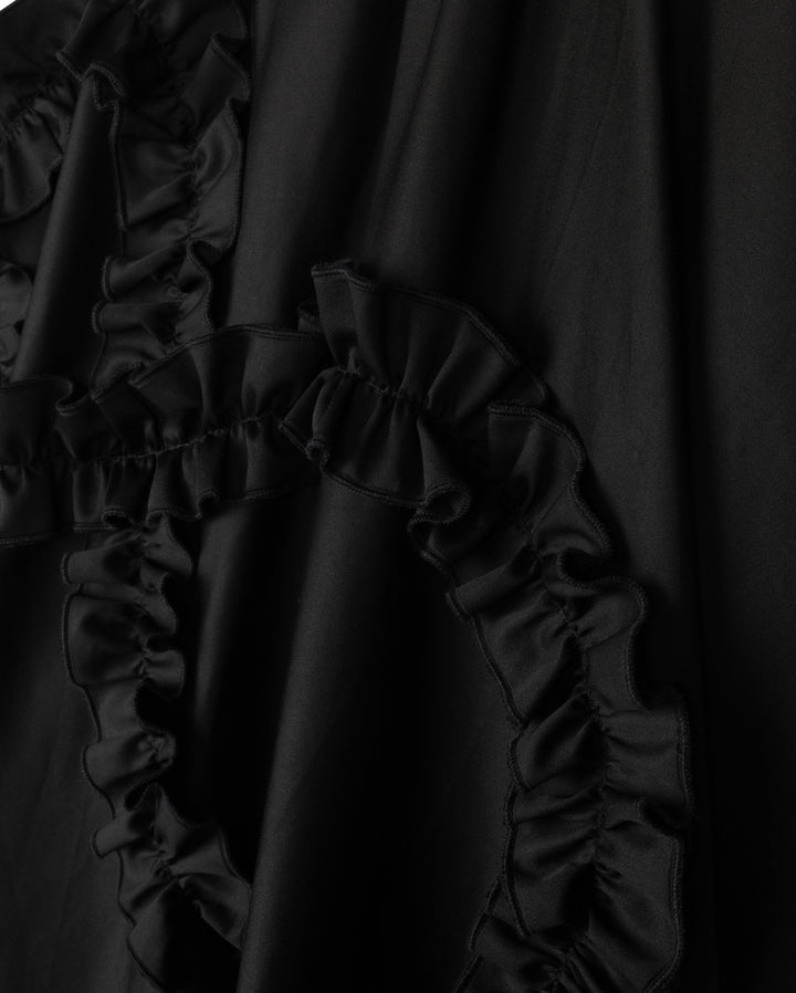 skirt midi poplin frill - black