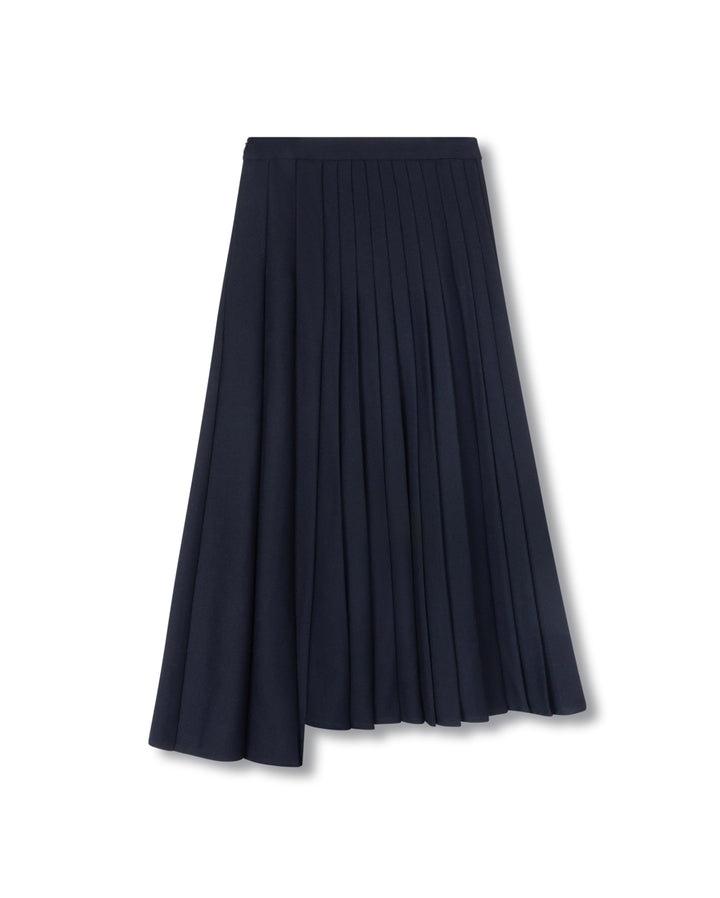 skirt midi mixed pleated - navy