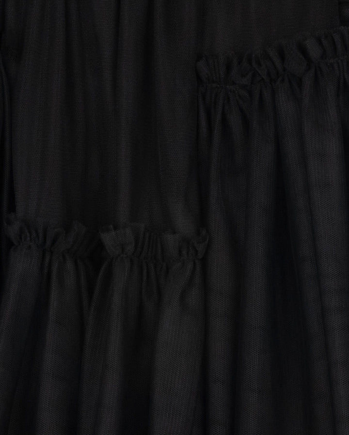 dress tulle high waist with flutter sleeves - black