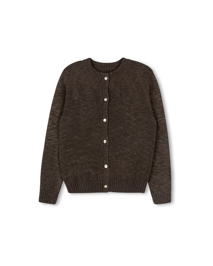 top l/s knit cardigan - olive