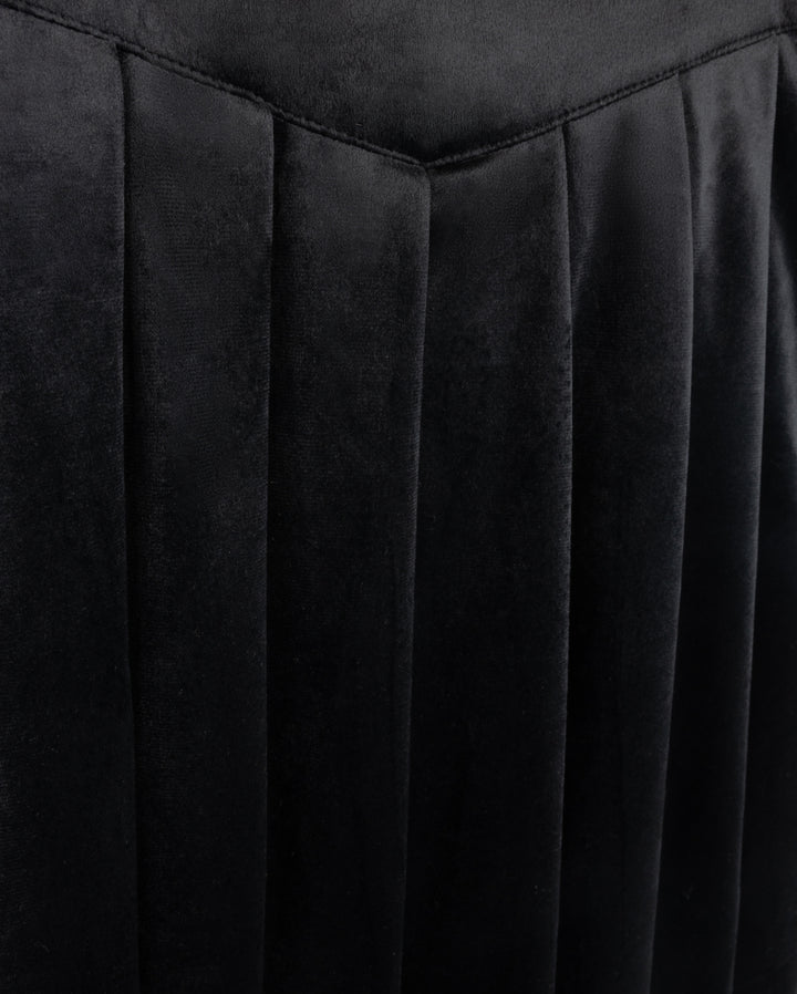 skirt midi velour pleated - black