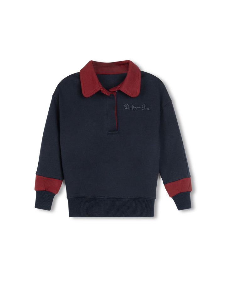 polo l/s color trim sweatshirt - navy
