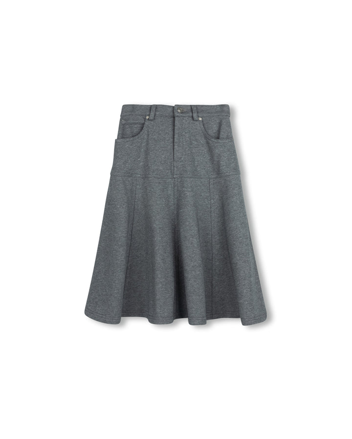 skirt midi accordian pleated - charcoal