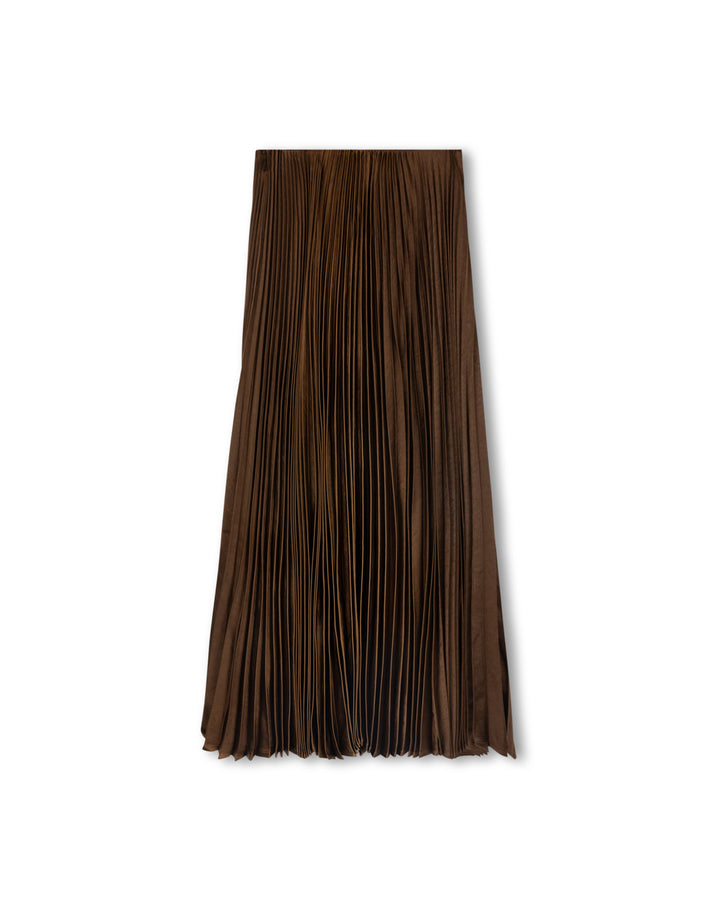 skirt satin pleated - brown