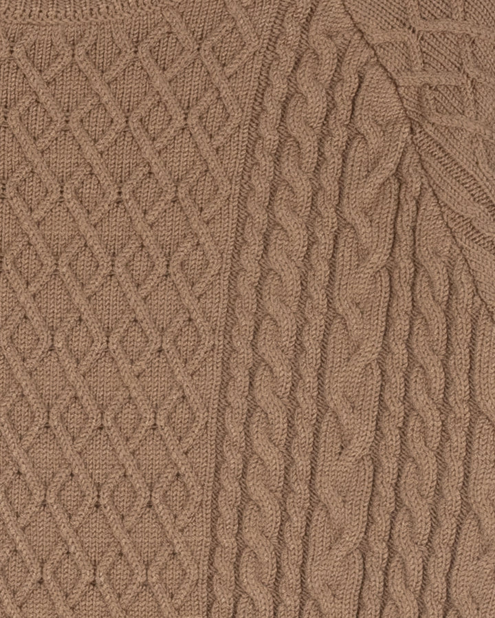 top l/s cable knit sweater - camel