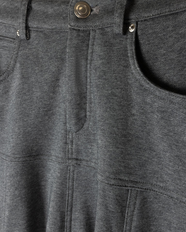 skirt midi fly front sweat - charcoal