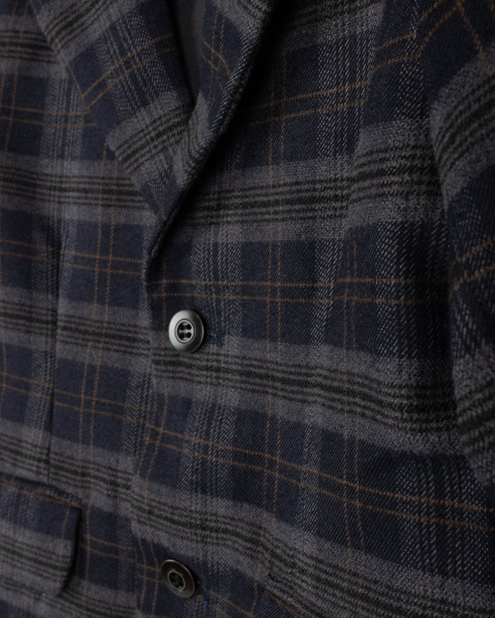 blazer wool look plaid - navy