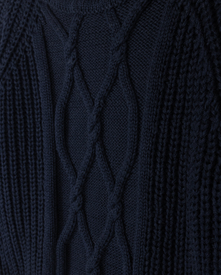top l/s chunky knit sweater - navy
