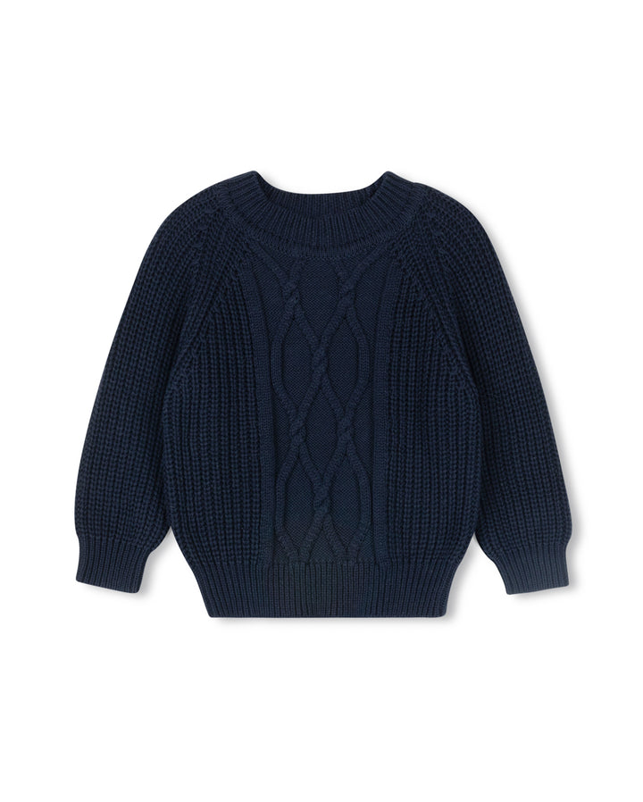 top l/s chunky knit sweater - navy