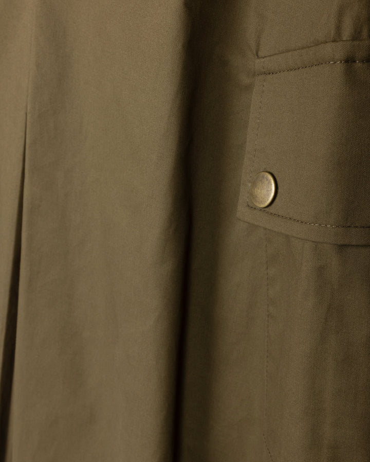 skirt midi closed front slit with side pockets - olive