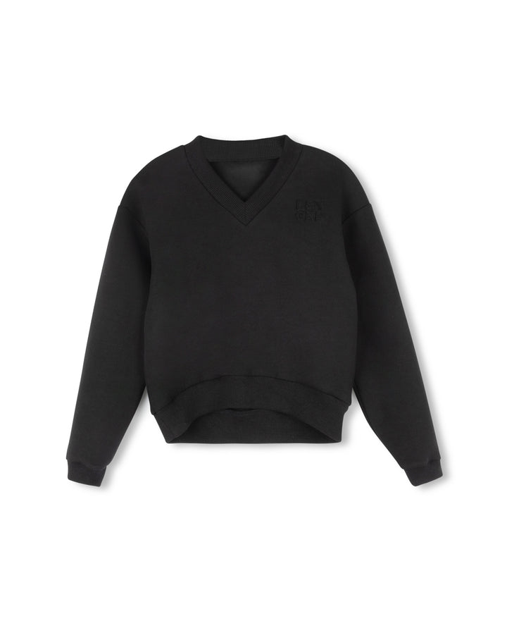 top l/s oversized v neck sweatshirt - black