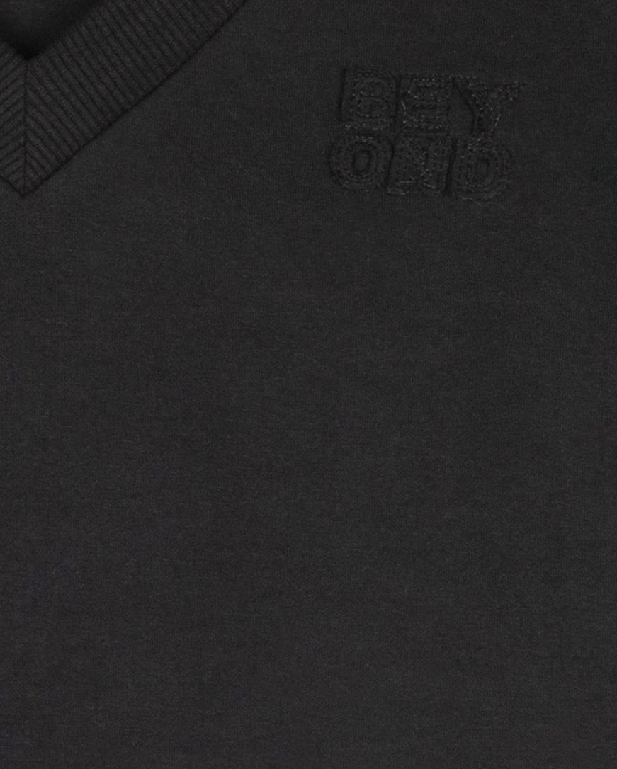 top l/s oversized v neck sweatshirt - black