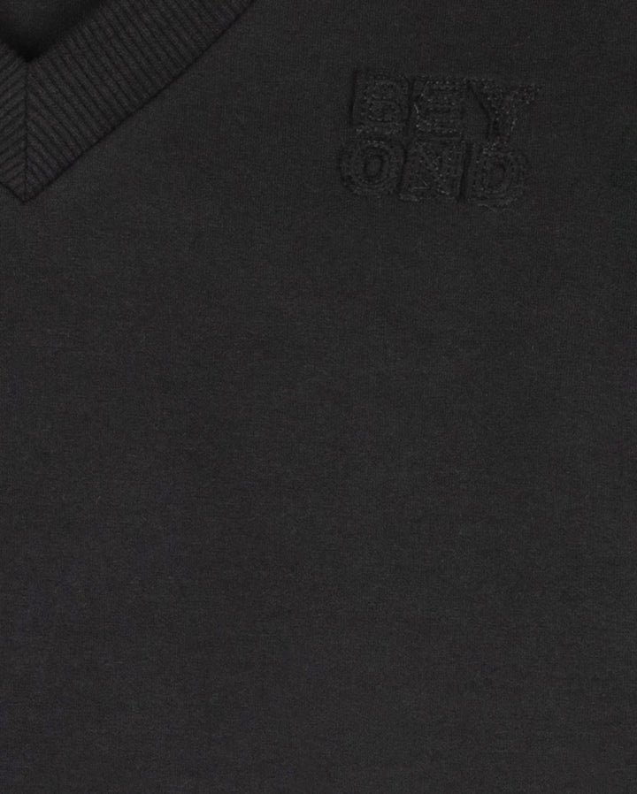 top l/s oversized v neck sweatshirt - black