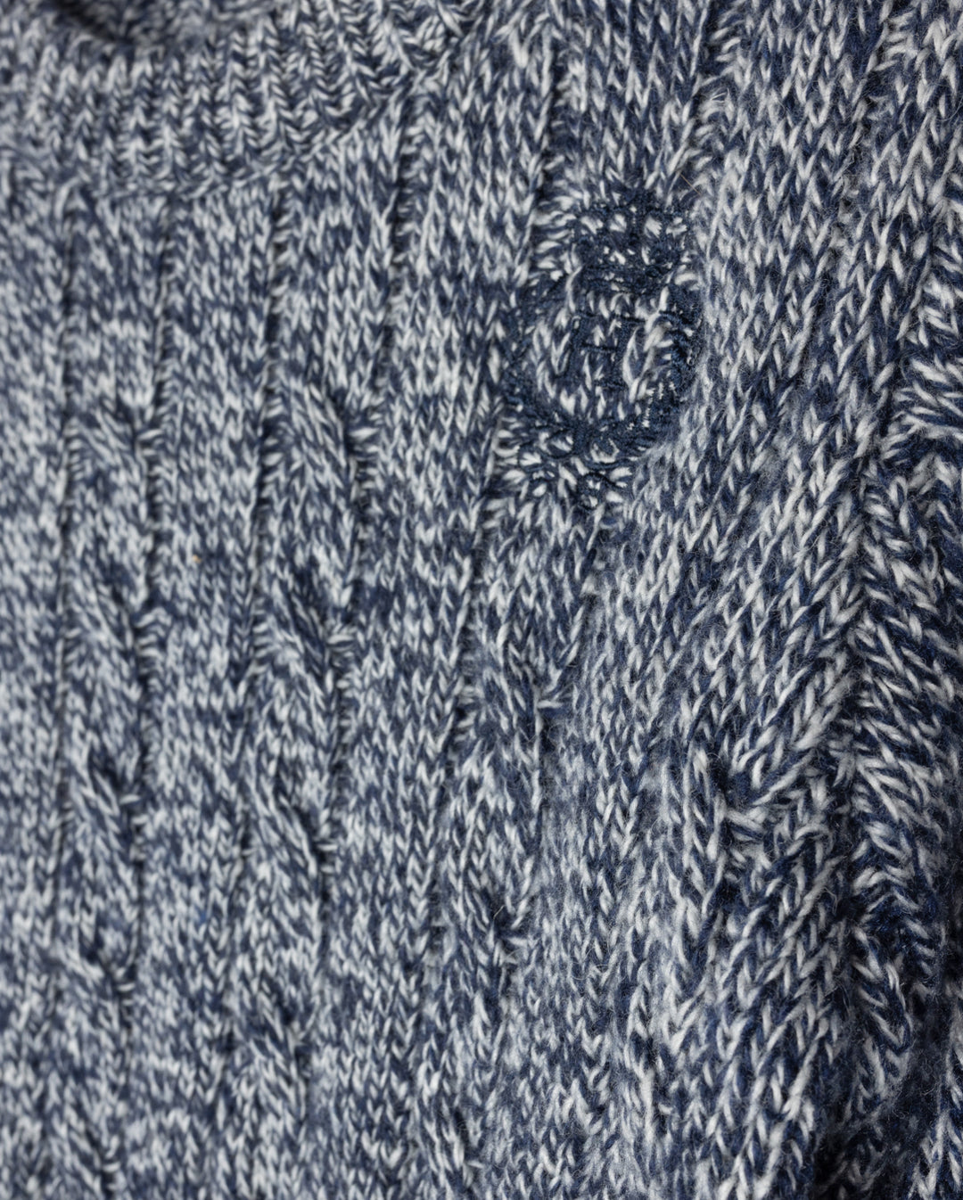 top l/s chunky cable knit heather sweater - navy