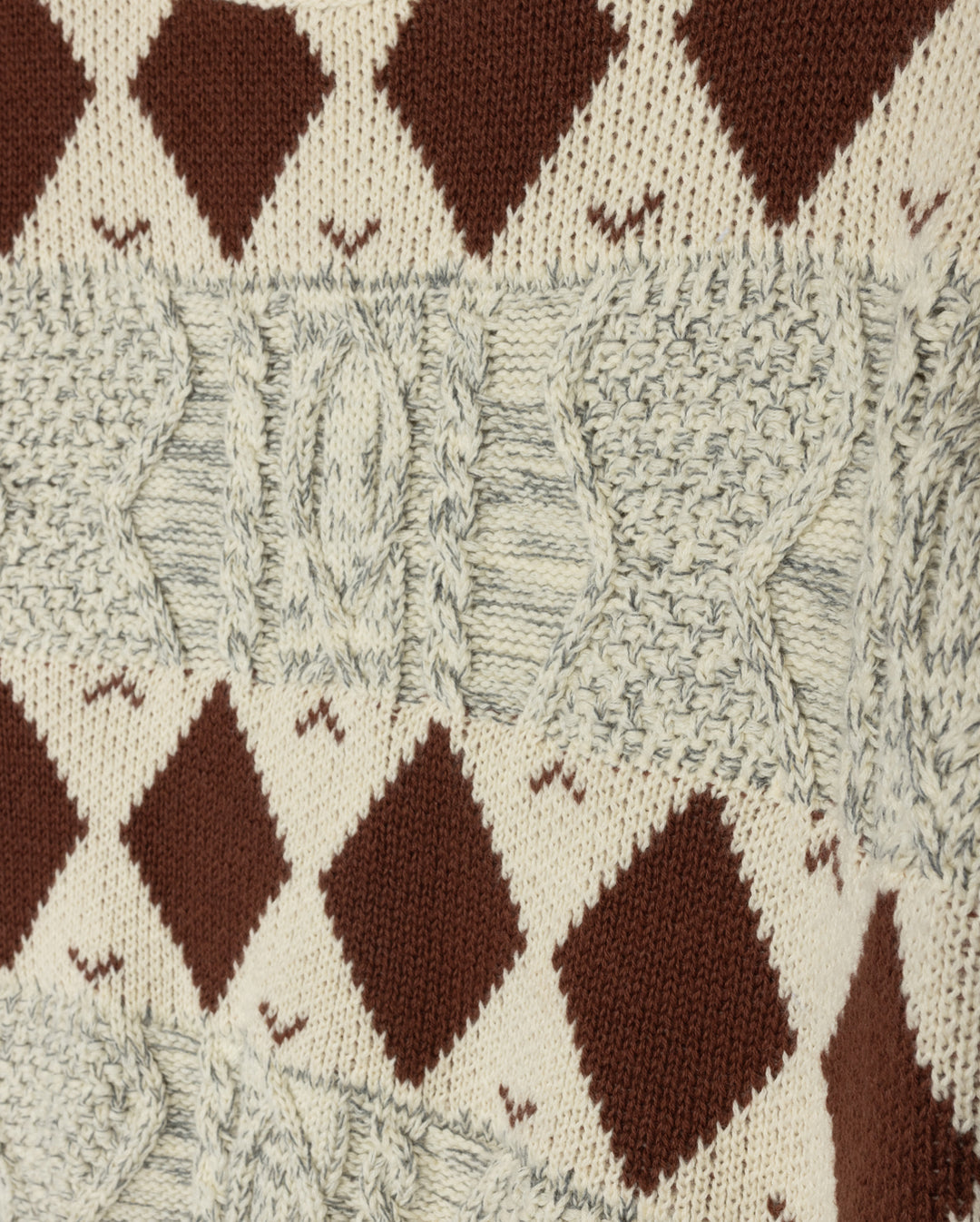 top l/s diamond design chunky crew sweater - multi