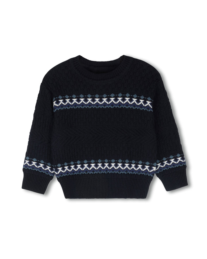 top l/s vintage knit sweater - navy