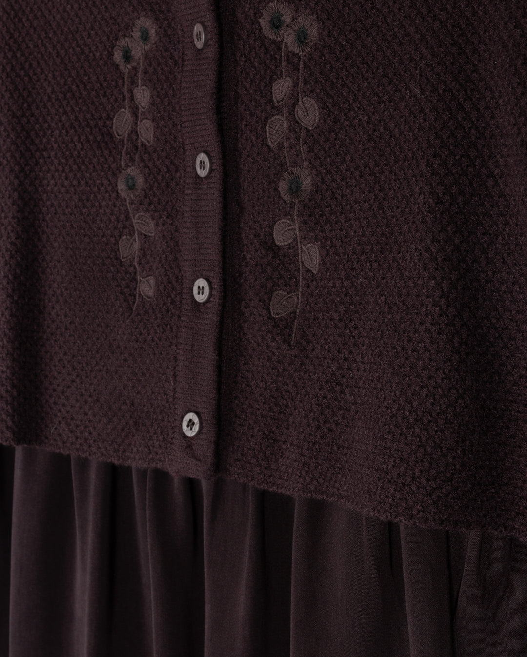 maxi dress silk jumper with embroidered cardigan - plum