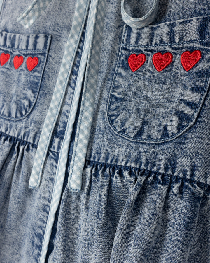 dress washed jumper with heart pockets - denim