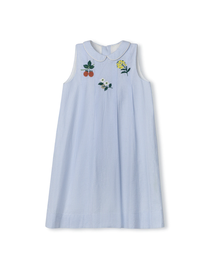 dress pinstriped embroidered jumper with collar - stripe