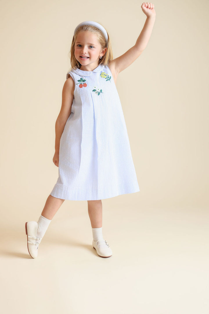 dress pinstriped embroidered jumper with collar - stripe