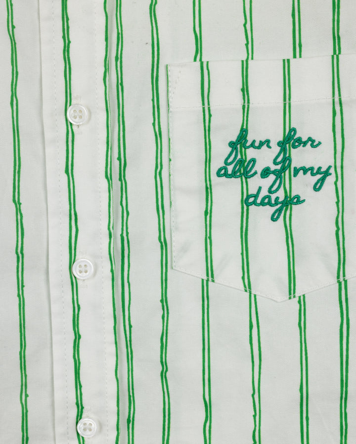 shirt l/s double striped with embroidered pocket - green