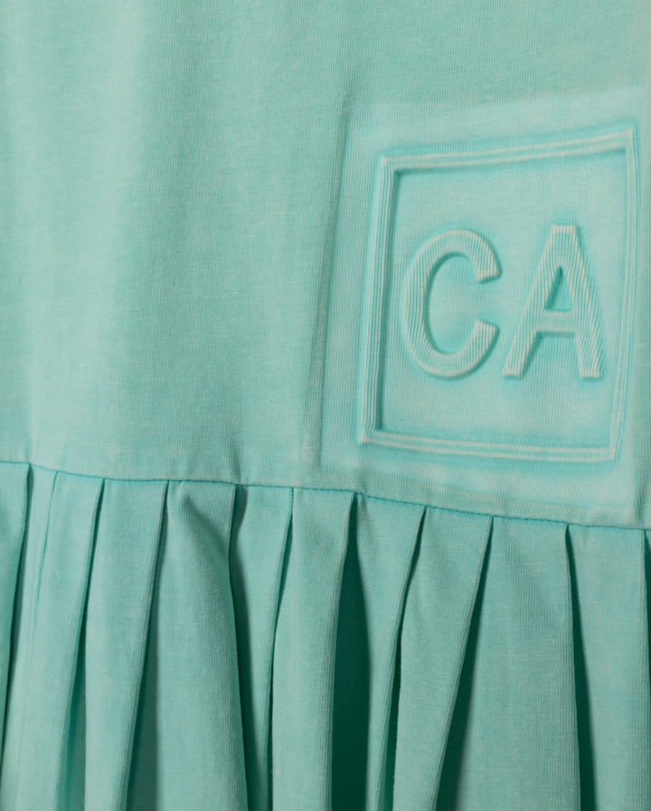 dress s/s low waisted embossed - green