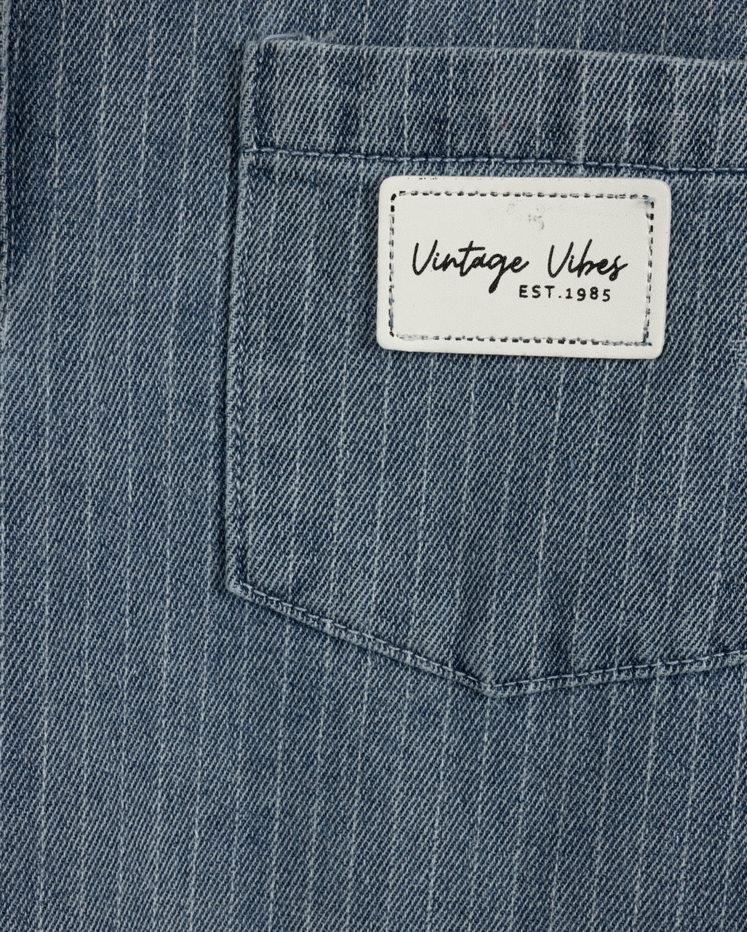 set outfit crop striped denim shirt and skirt - blue