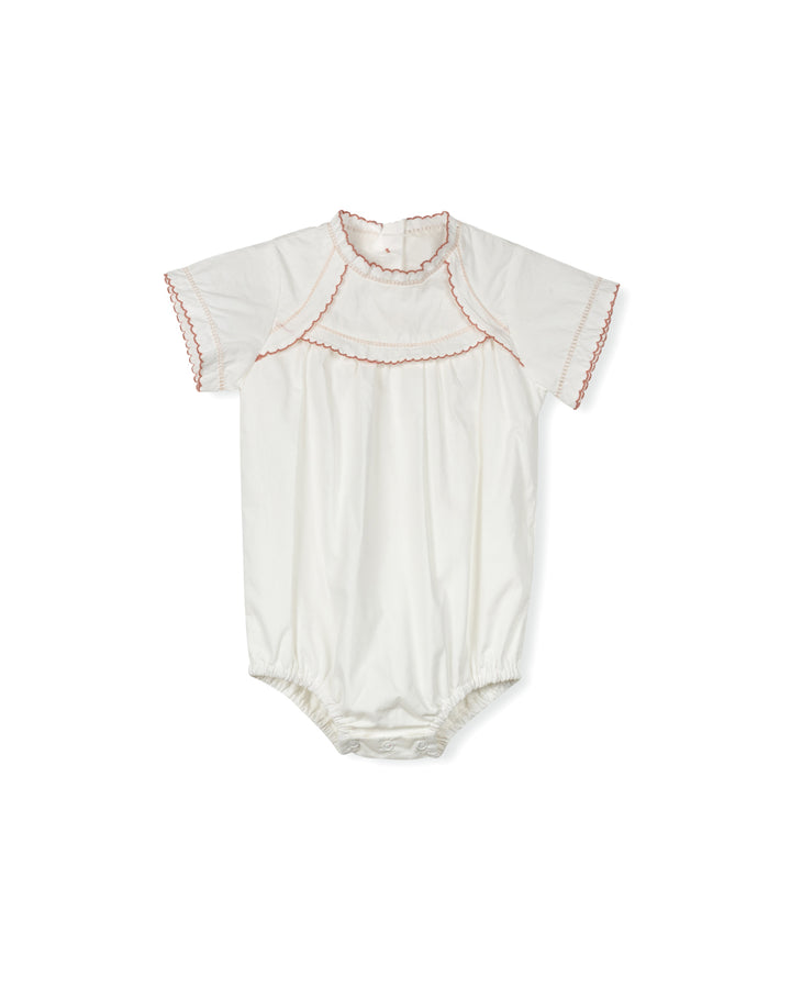 one piece s/s scalloped bib - white