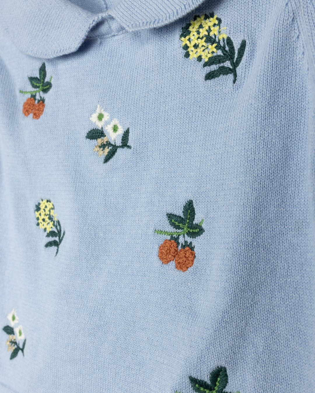 set outfit pinstriped embroidered shirt and bloomer - light blue