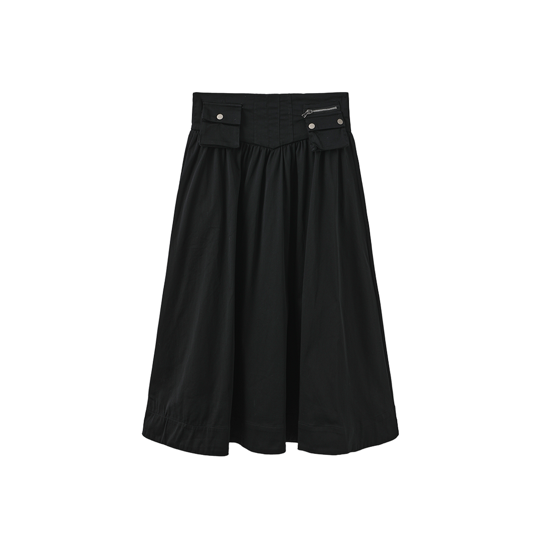 skirt poplin with waist pockets - black
