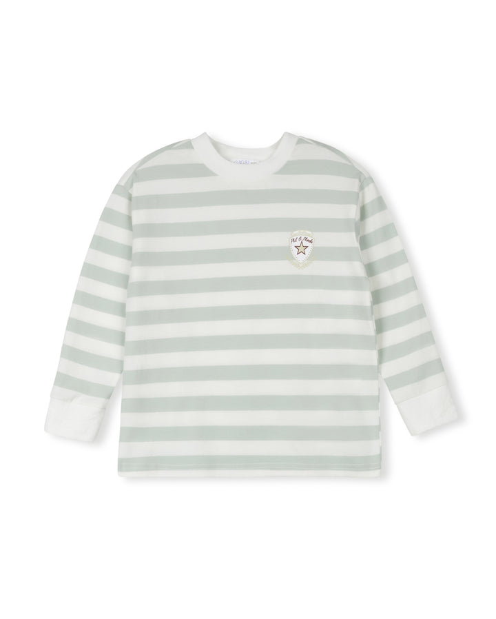 tee l/s striped - green