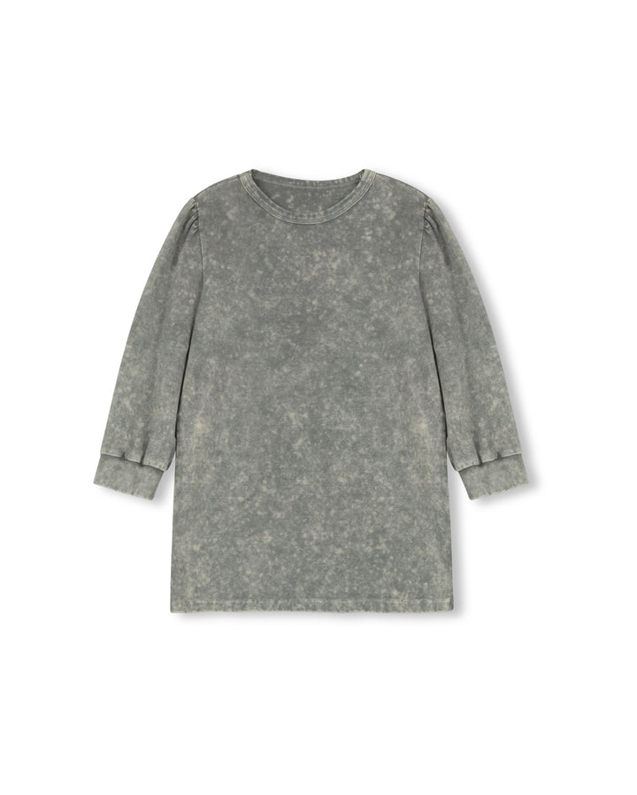 top l/s washed puff sleeve - light grey
