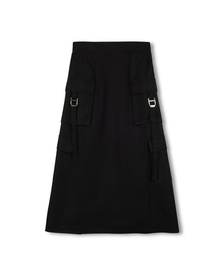 skirt parachute cargo with side pockets - black