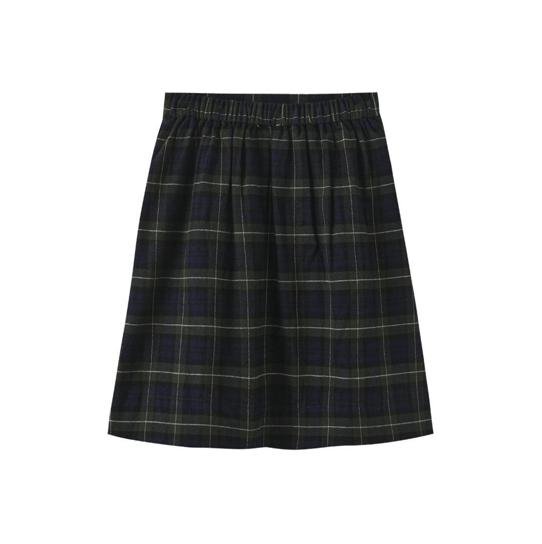 skirt pleated plaid with pockets - navy/green