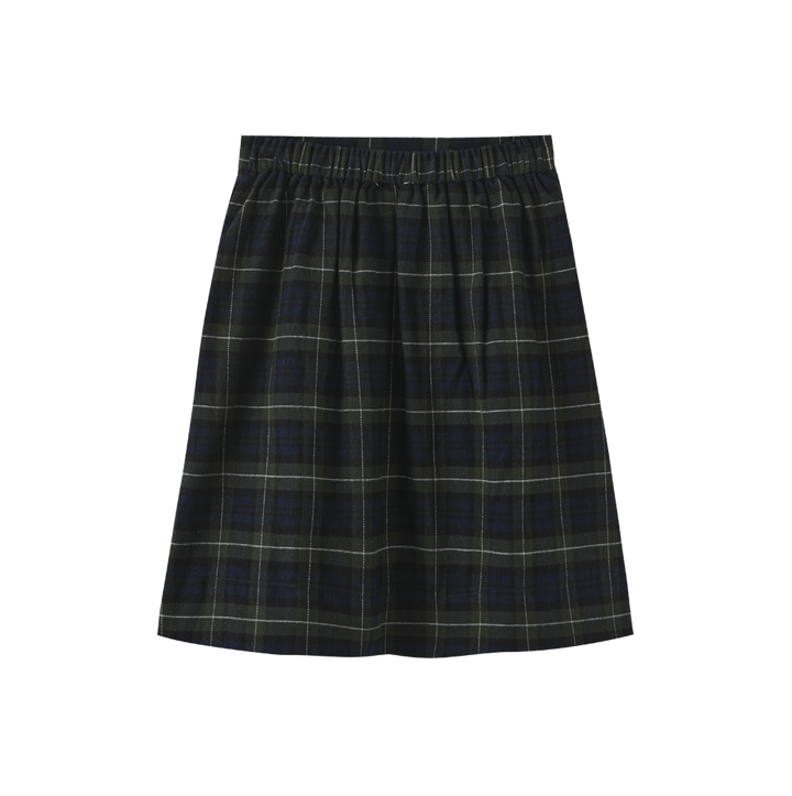 skirt pleated plaid with pockets - navy/green