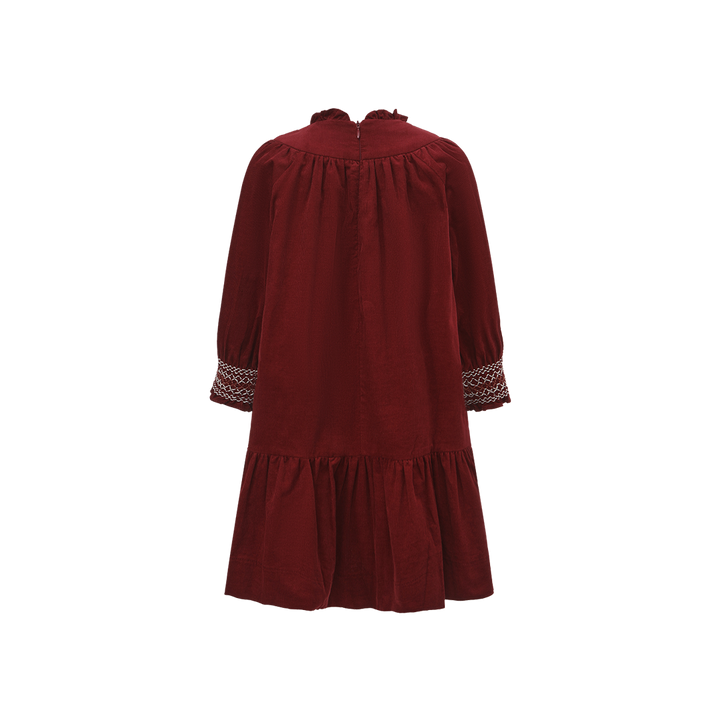 dress corduroy smocked - burgundy