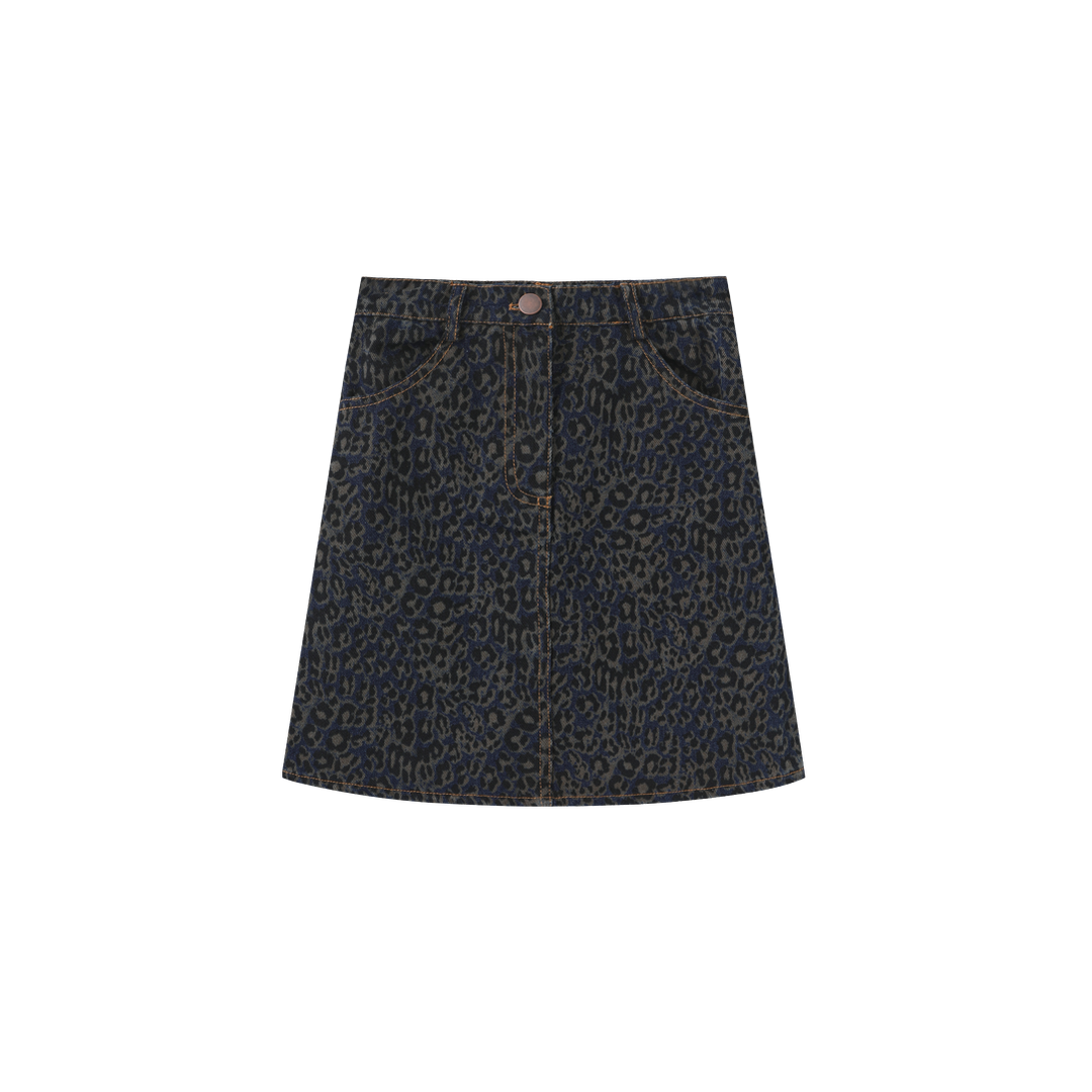 skirt leopard denim - blue