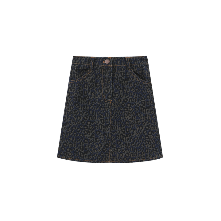 skirt leopard denim - blue