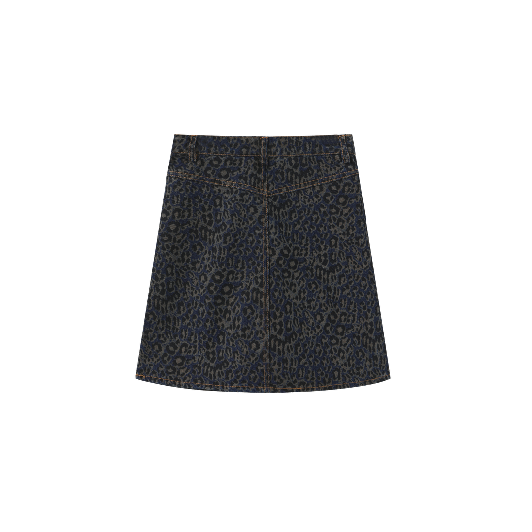 skirt leopard denim - blue