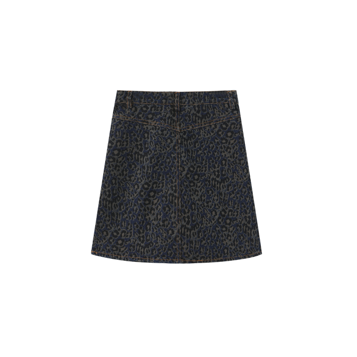 skirt leopard denim - blue