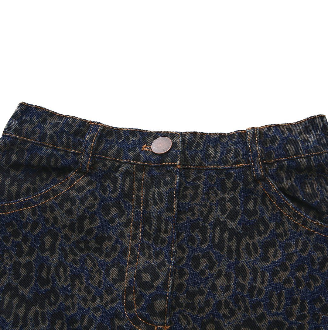 skirt leopard denim - blue