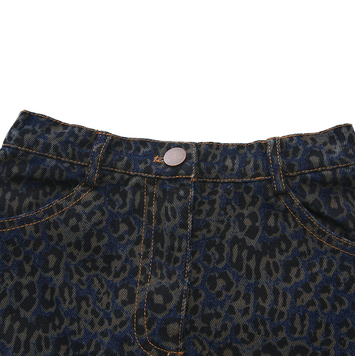 skirt leopard denim - blue