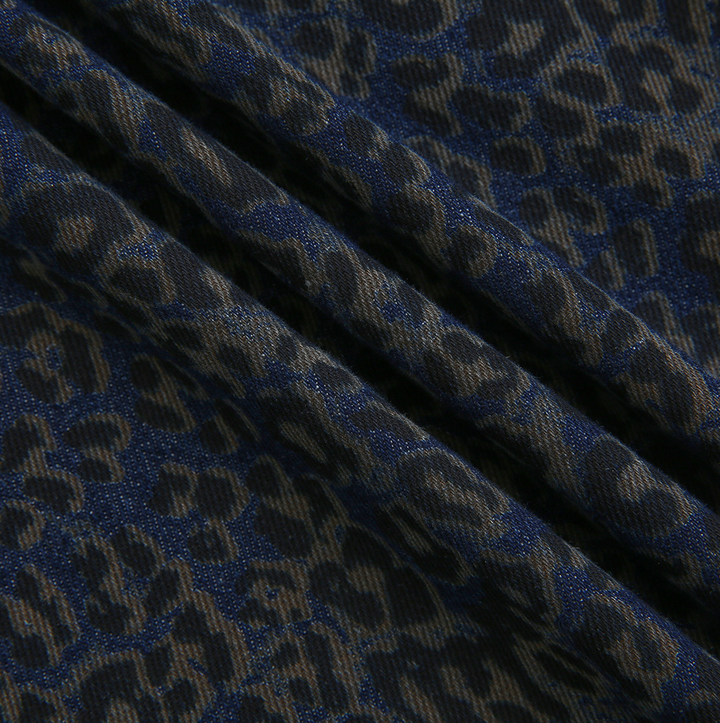 dress leopard denim v jumper - blue