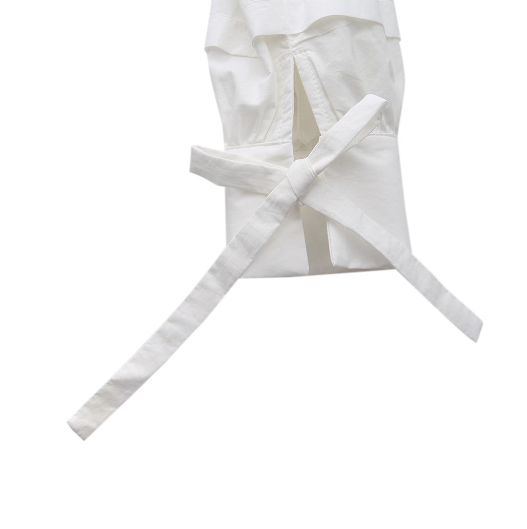 shirt l/s crop embroidered smock  - white/black